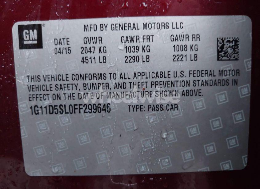 Photo 9 of 2015 Chevrolet Malibu 2LT (VIN 1G11D5SL0FF299646)