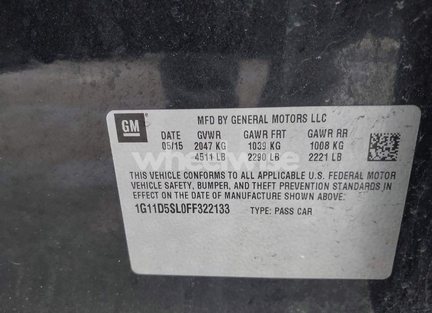 Photo 9 of 2015 Chevrolet Malibu 2LT (VIN 1G11D5SL0FF322133)
