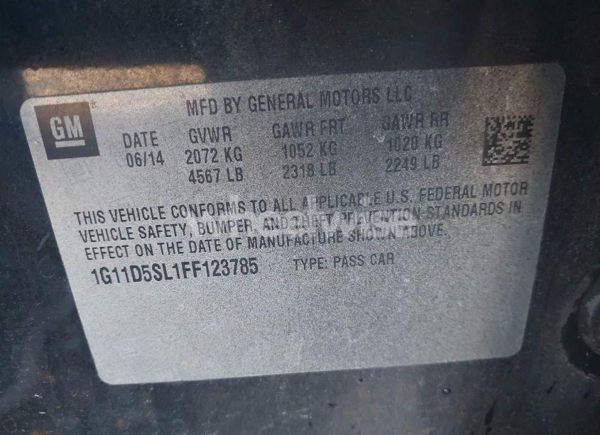 Photo 9 of 2015 Chevrolet Malibu 2LT (VIN 1G11D5SL1FF123785)