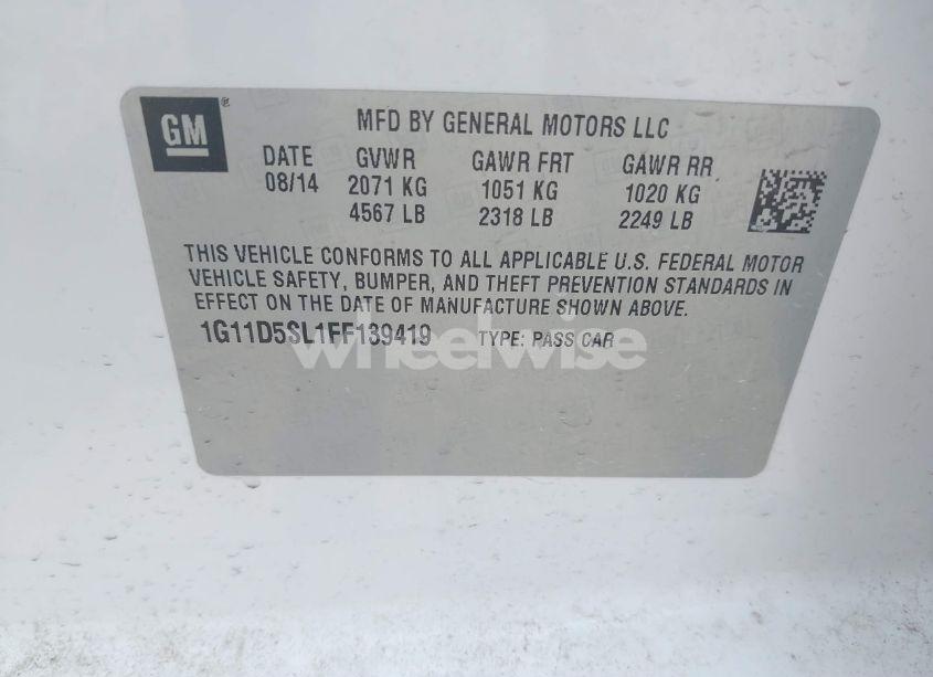 Photo 9 of 2015 Chevrolet Malibu 2LT (VIN 1G11D5SL1FF139419)