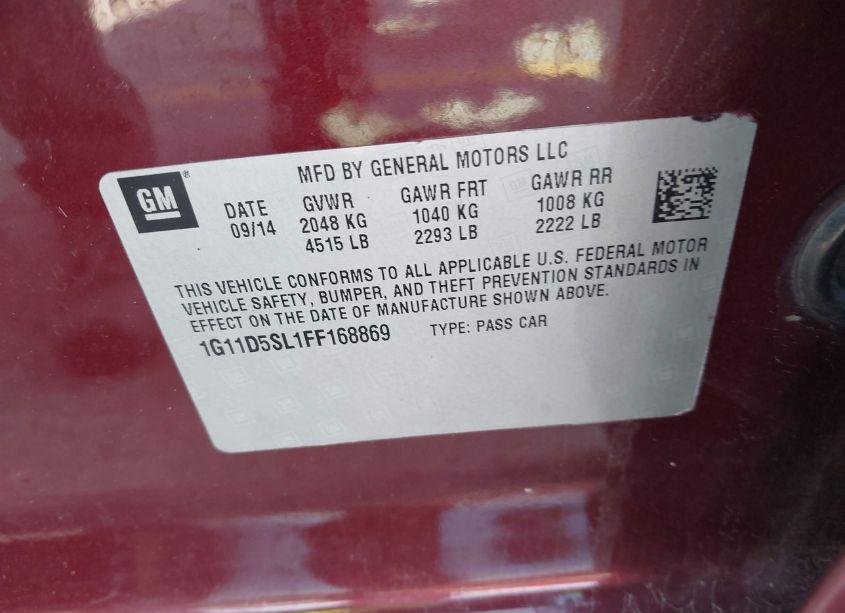 Photo 9 of 2015 Chevrolet Malibu 2LT (VIN 1G11D5SL1FF168869)