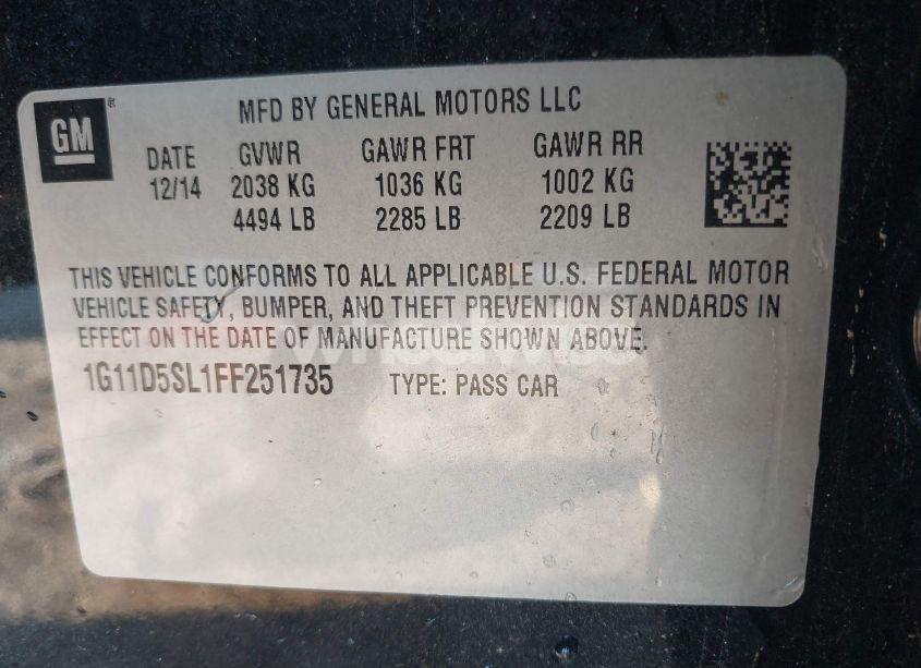 Photo 9 of 2015 Chevrolet Malibu 2LT (VIN 1G11D5SL1FF251735)