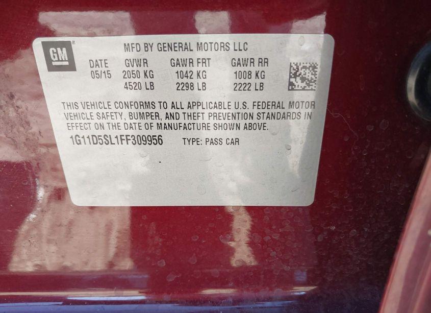 Photo 9 of 2015 Chevrolet Malibu 2LT (VIN 1G11D5SL1FF309956)