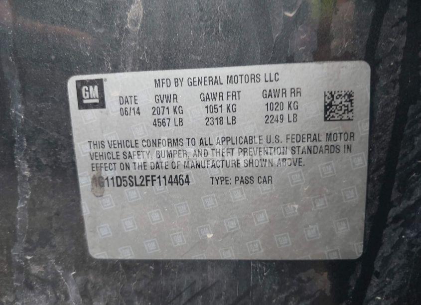 Photo 9 of 2015 Chevrolet Malibu 2LT (VIN 1G11D5SL2FF114464)