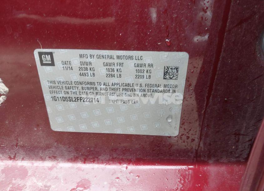 Photo 9 of 2015 Chevrolet Malibu 2LT (VIN 1G11D5SL2FF222714)