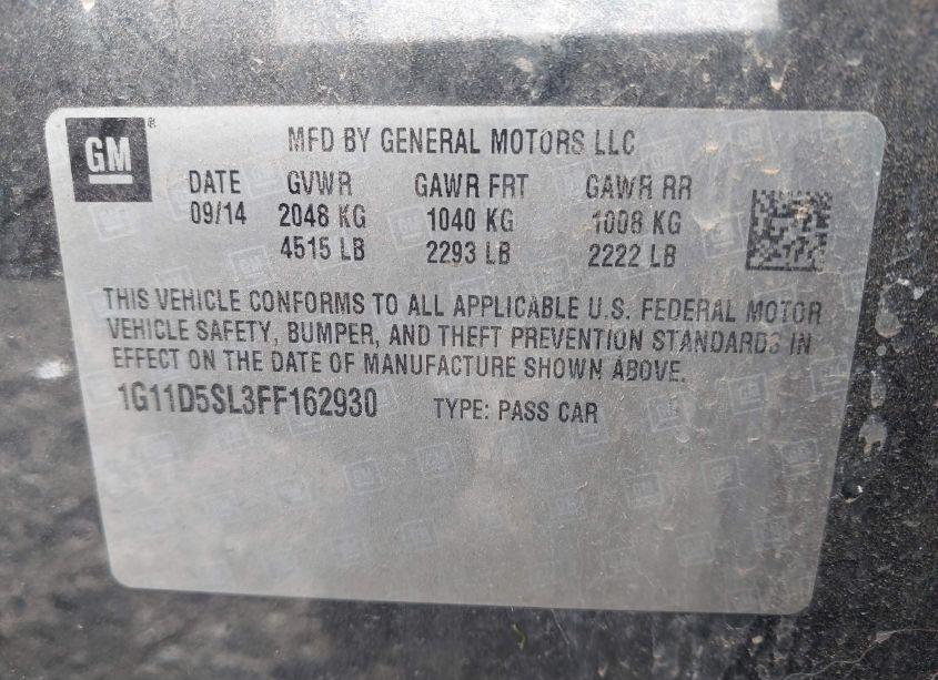 Photo 9 of 2015 Chevrolet Malibu 2LT (VIN 1G11D5SL3FF162930)