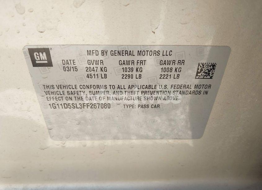 Photo 9 of 2015 Chevrolet Malibu 2LT (VIN 1G11D5SL3FF267080)