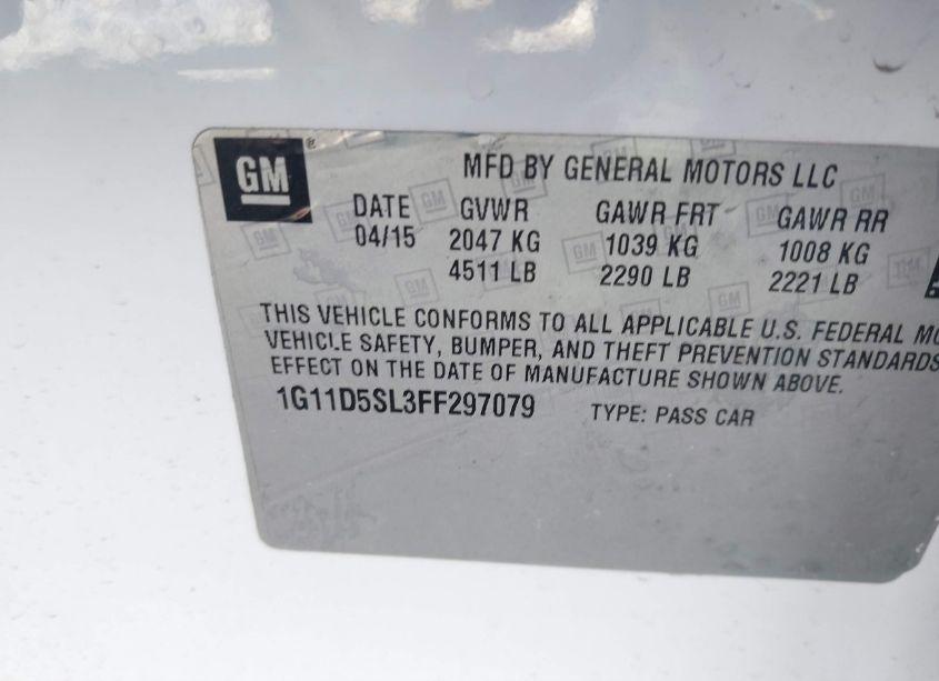 Photo 9 of 2015 Chevrolet Malibu 2LT (VIN 1G11D5SL3FF297079)