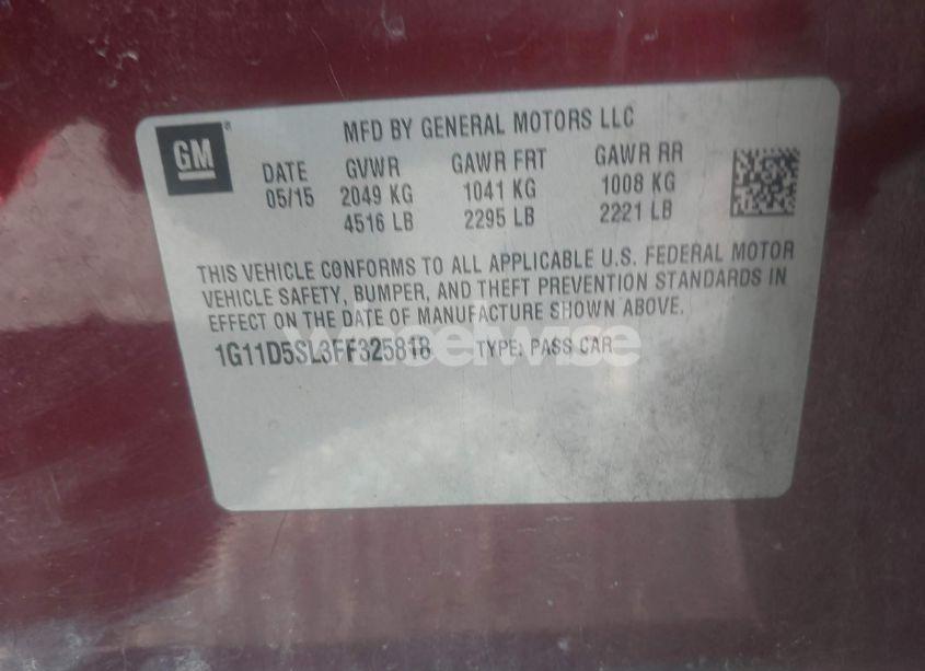 Photo 9 of 2015 Chevrolet Malibu 2LT (VIN 1G11D5SL3FF325818)