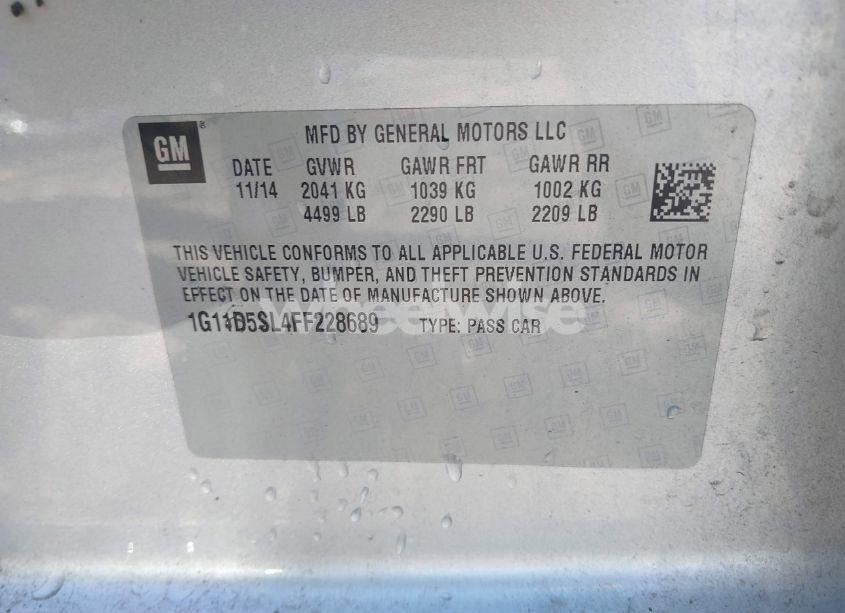 Photo 9 of 2015 Chevrolet Malibu 2LT (VIN 1G11D5SL4FF228689)