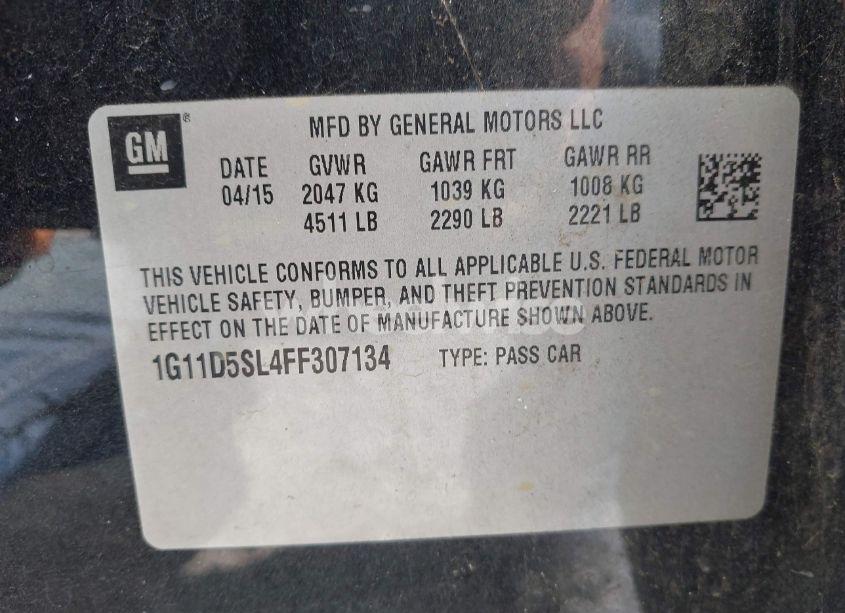Photo 9 of 2015 Chevrolet Malibu 2LT (VIN 1G11D5SL4FF307134)