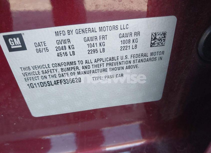 Photo 8 of 2015 Chevrolet Malibu 2LT (VIN 1G11D5SL4FF336620)