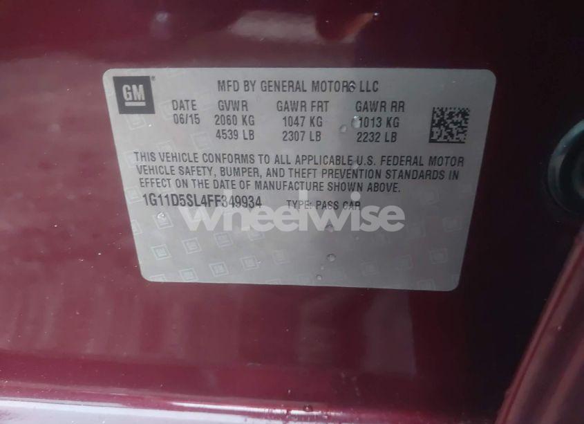 Photo 9 of 2015 Chevrolet Malibu 2LT (VIN 1G11D5SL4FF349934)