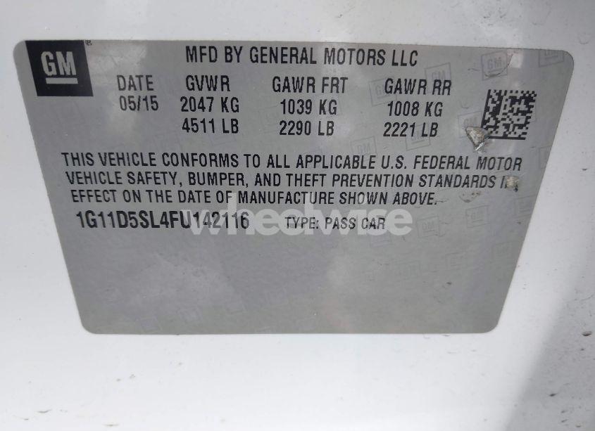 Photo 9 of 2015 Chevrolet Malibu 2LT (VIN 1G11D5SL4FU142116)