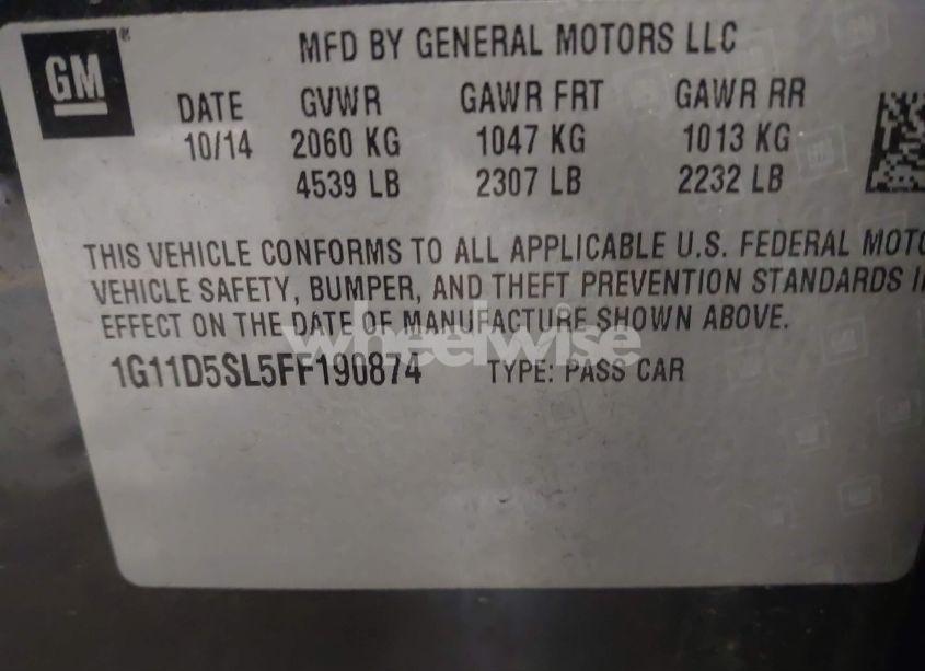 Photo 9 of 2015 Chevrolet Malibu 2LT (VIN 1G11D5SL5FF190874)