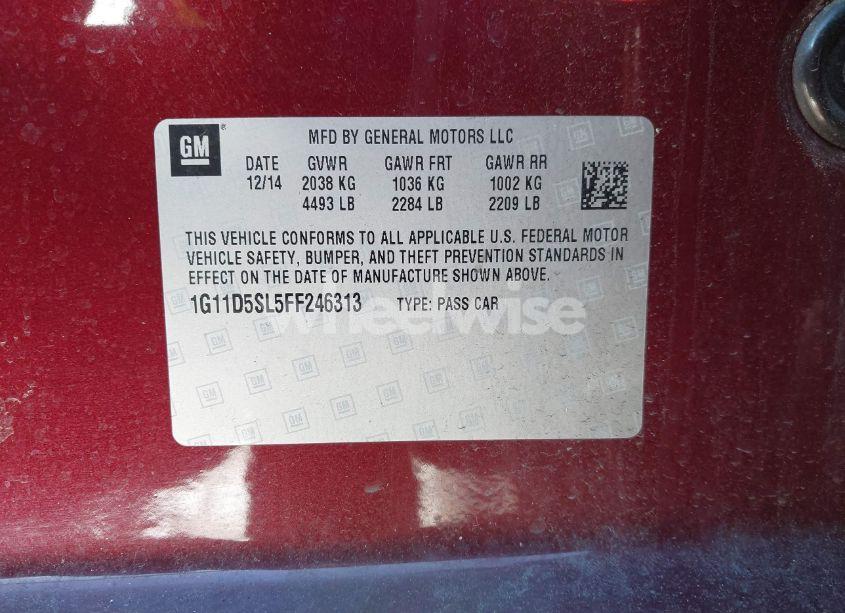 Photo 9 of 2015 Chevrolet Malibu 2LT (VIN 1G11D5SL5FF246313)