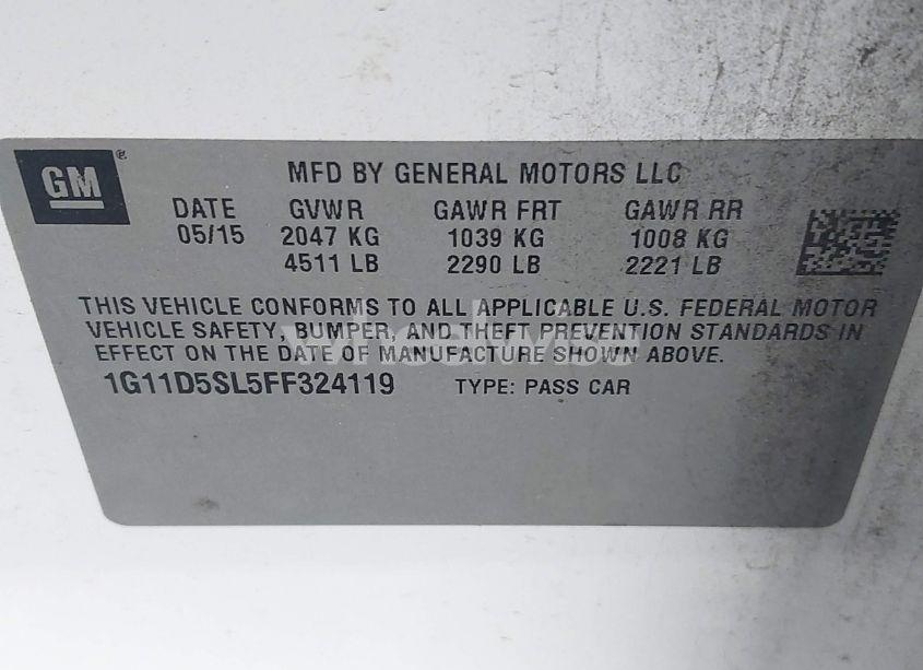 Photo 9 of 2015 Chevrolet Malibu 2LT (VIN 1G11D5SL5FF324119)