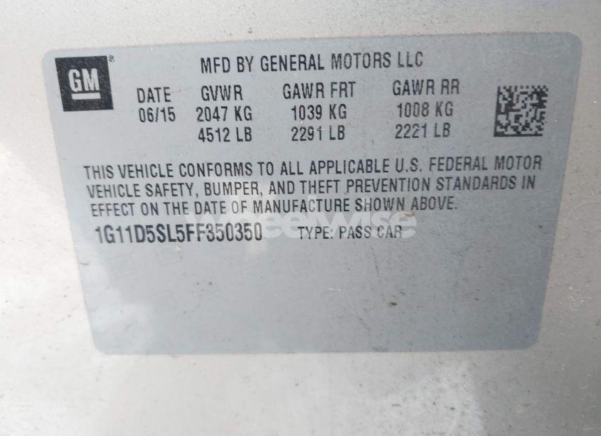 Photo 9 of 2015 Chevrolet Malibu 2LT (VIN 1G11D5SL5FF350350)
