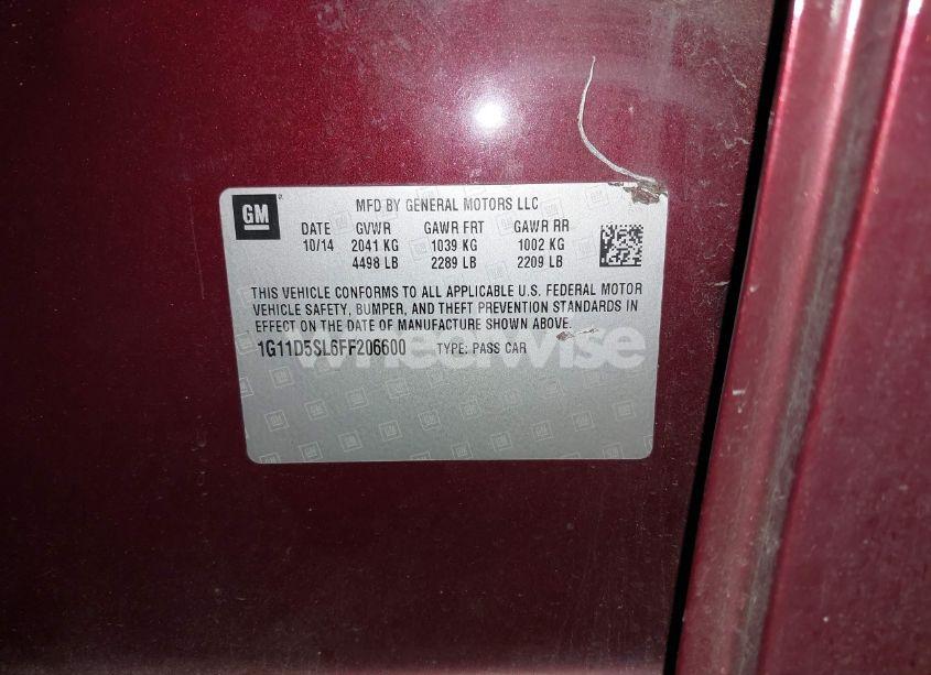 Photo 9 of 2015 Chevrolet Malibu 2LT (VIN 1G11D5SL6FF206600)