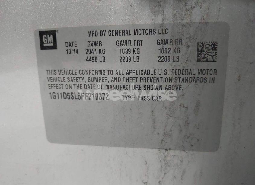 Photo 9 of 2015 Chevrolet Malibu 2LT (VIN 1G11D5SL6FF210372)