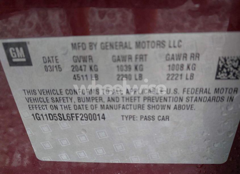 Photo 9 of 2015 Chevrolet Malibu 2LT (VIN 1G11D5SL6FF290014)