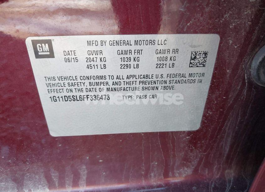 Photo 9 of 2015 Chevrolet Malibu 2LT (VIN 1G11D5SL6FF336473)