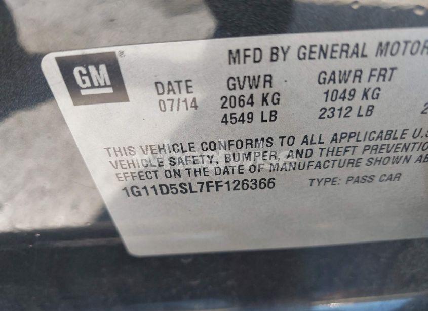 Photo 9 of 2015 Chevrolet Malibu 2LT (VIN 1G11D5SL7FF126366)