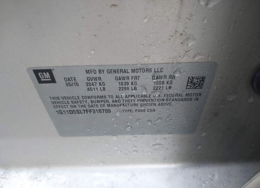 Photo 9 of 2015 Chevrolet Malibu 2LT (VIN 1G11D5SL7FF318709)