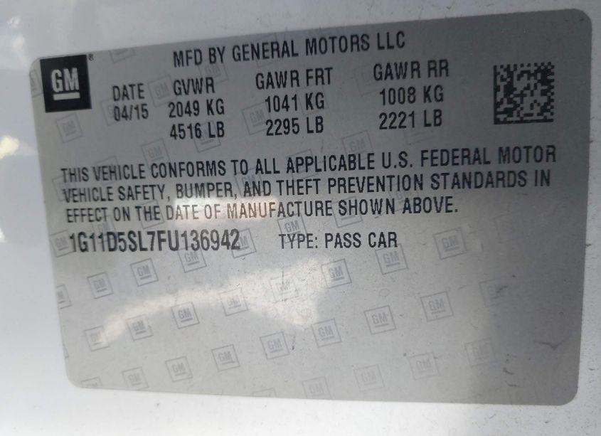 Photo 9 of 2015 Chevrolet Malibu 2LT (VIN 1G11D5SL7FU136942)