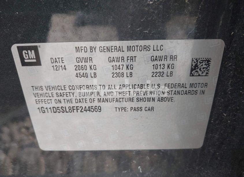 Photo 9 of 2015 Chevrolet Malibu 2LT (VIN 1G11D5SL8FF244569)
