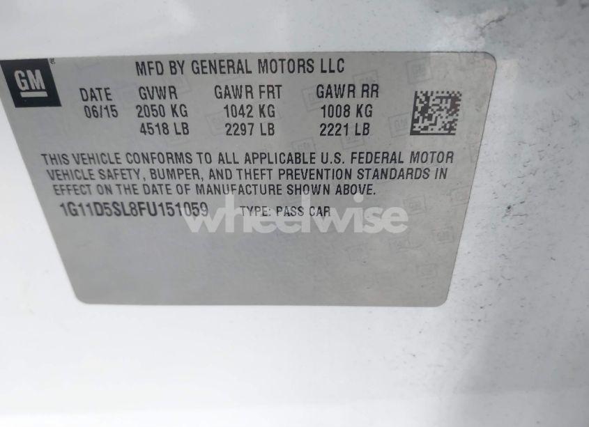 Photo 9 of 2015 Chevrolet Malibu 2LT (VIN 1G11D5SL8FU151059)