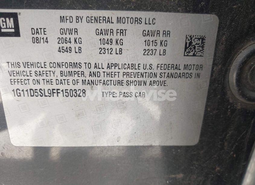 Photo 9 of 2015 Chevrolet Malibu 2LT (VIN 1G11D5SL9FF150328)