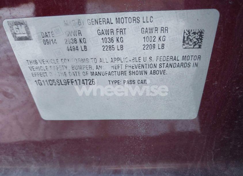 Photo 9 of 2015 Chevrolet Malibu 2LT (VIN 1G11D5SL9FF174726)
