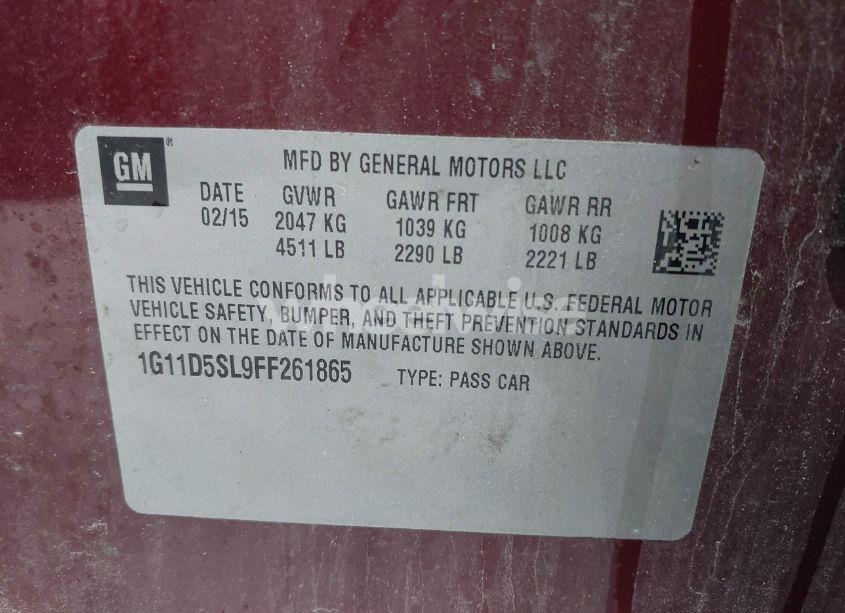 Photo 9 of 2015 Chevrolet Malibu 2LT (VIN 1G11D5SL9FF261865)