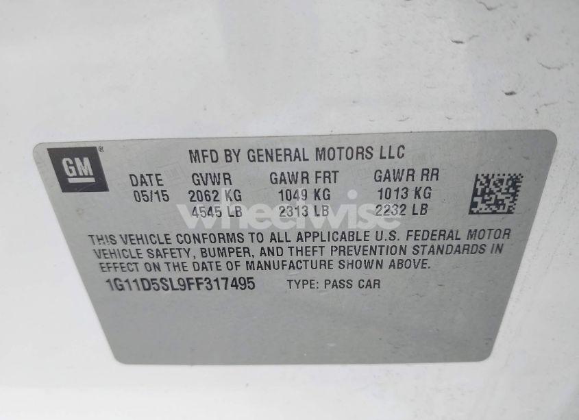 Photo 9 of 2015 Chevrolet Malibu 2LT (VIN 1G11D5SL9FF317495)