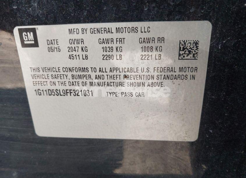 Photo 9 of 2015 Chevrolet Malibu 2LT (VIN 1G11D5SL9FF321031)