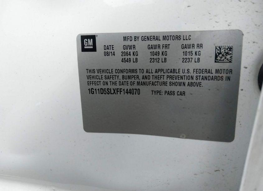 Photo 9 of 2015 Chevrolet Malibu 2LT (VIN 1G11D5SLXFF144070)