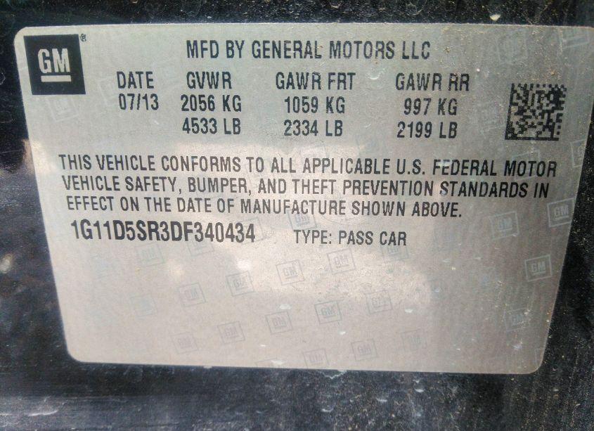 Photo 9 of 2013 Chevrolet Malibu ECO (VIN 1G11D5SR3DF340434)
