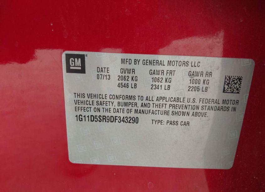 Photo 9 of 2013 Chevrolet Malibu ECO (VIN 1G11D5SR9DF343290)