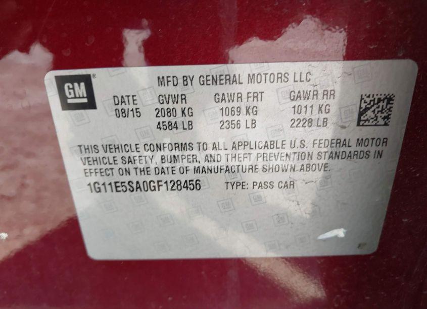 Photo 9 of 2016 Chevrolet Malibu LIMITED LTZ (VIN 1G11E5SA0GF128456)