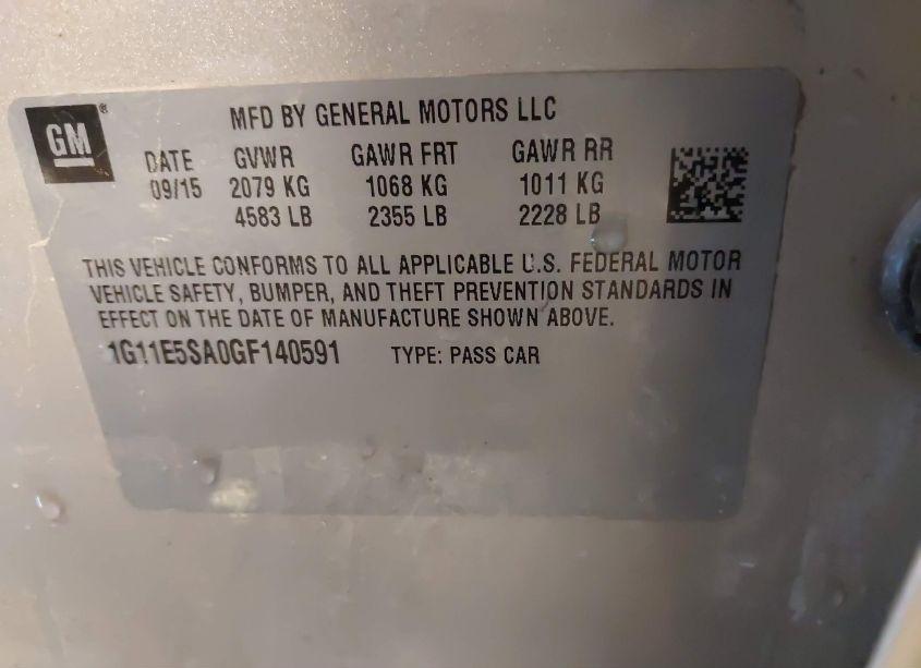 Photo 9 of 2016 Chevrolet Malibu LIMITED LTZ (VIN 1G11E5SA0GF140591)