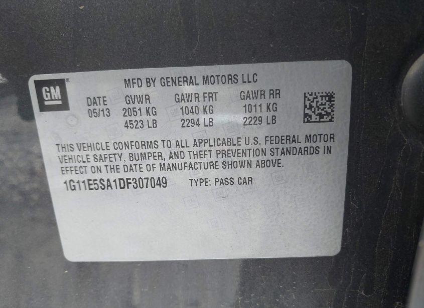 Photo 9 of 2013 Chevrolet Malibu 2LT (VIN 1G11E5SA1DF307049)