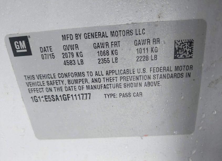 Photo 9 of 2016 Chevrolet Malibu LIMITED LTZ (VIN 1G11E5SA1GF111777)