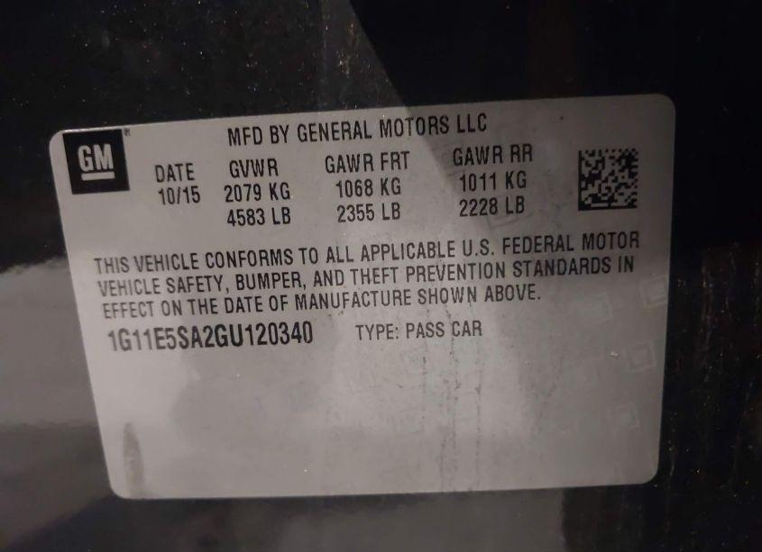 Photo 9 of 2016 Chevrolet Malibu LIMITED LTZ (VIN 1G11E5SA2GU120340)