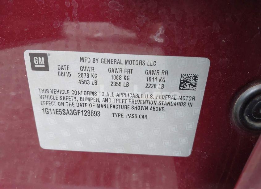 Photo 9 of 2016 Chevrolet Malibu LIMITED LTZ (VIN 1G11E5SA3GF128693)