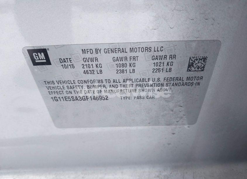 Photo 9 of 2016 Chevrolet Malibu LIMITED LTZ (VIN 1G11E5SA3GF146952)