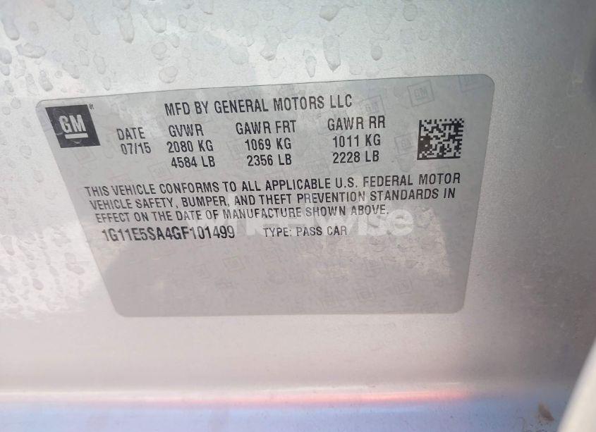 Photo 9 of 2016 Chevrolet Malibu LIMITED LTZ (VIN 1G11E5SA4GF101499)