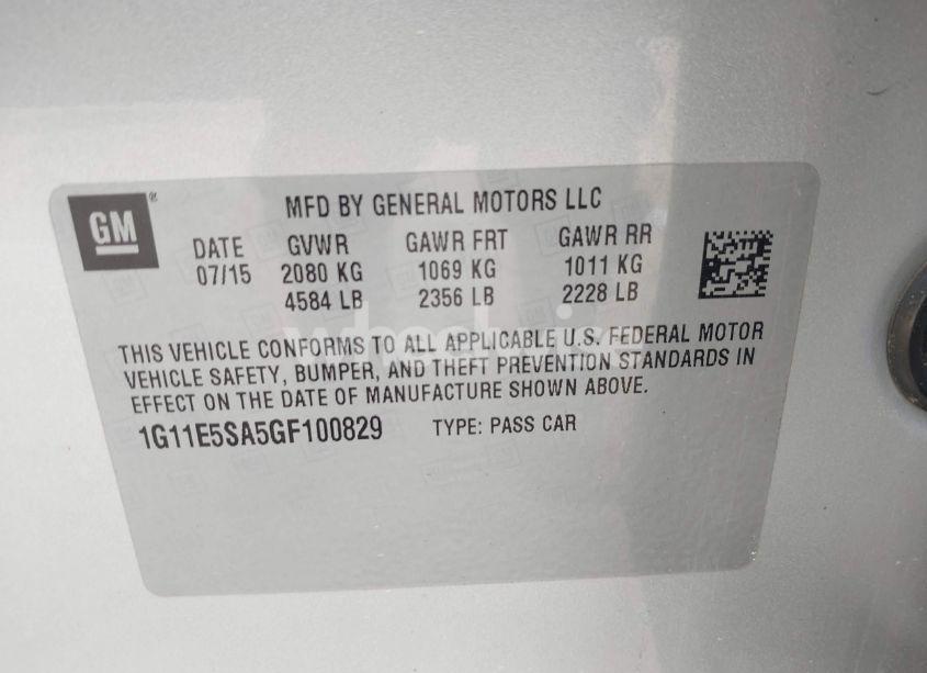 Photo 9 of 2016 Chevrolet Malibu LIMITED LTZ (VIN 1G11E5SA5GF100829)