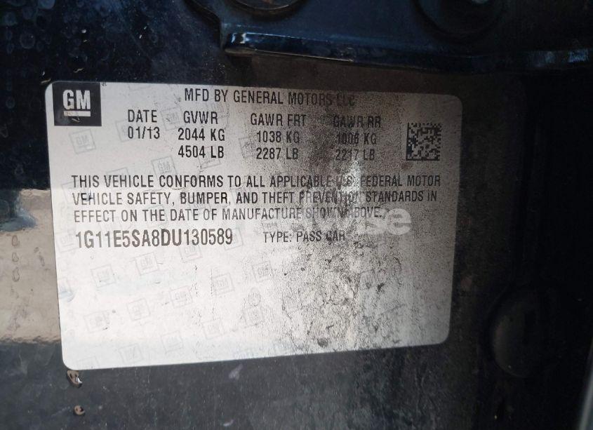 Photo 9 of 2013 Chevrolet Malibu 2LT (VIN 1G11E5SA8DU130589)