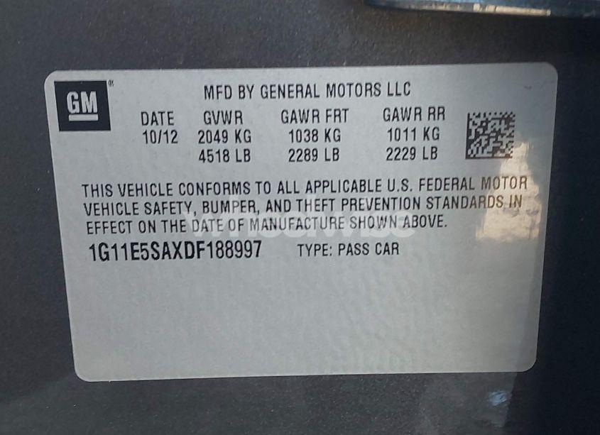 Photo 9 of 2013 Chevrolet Malibu 2LT (VIN 1G11E5SAXDF188997)